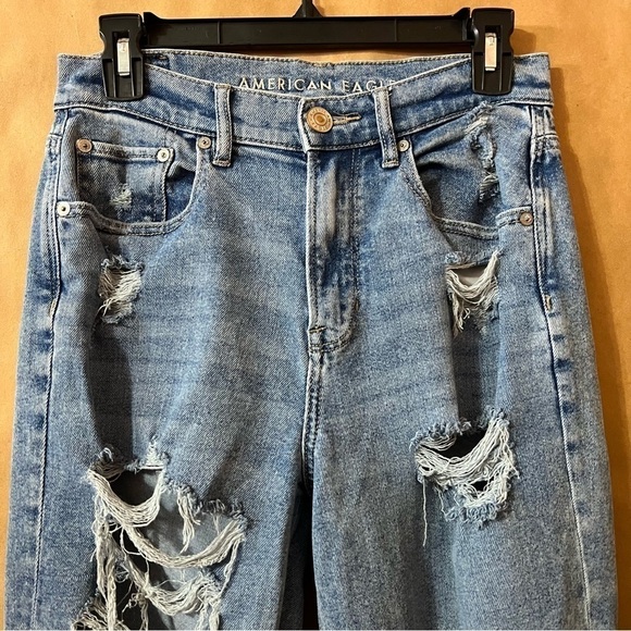 American Eagle | Highest Rise 90s Boyfriend Jeans Distressed Straight Leg Size 4 - Picture 5 of 13